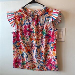 Floral Ruffle Sleeve Top